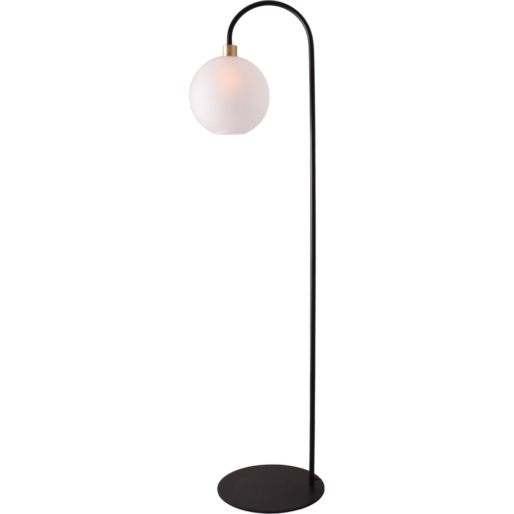 Masterlight Vloerlamp Lazise zwart met goud en wit glas - 1644-02-06-30