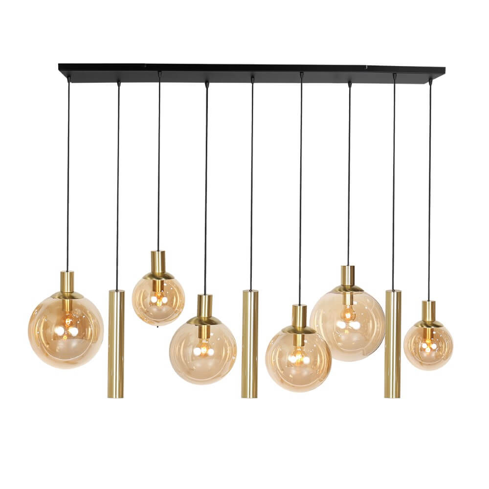 Steinhauer Eettafel hanglampBollique goud met amberglas - 3799ME