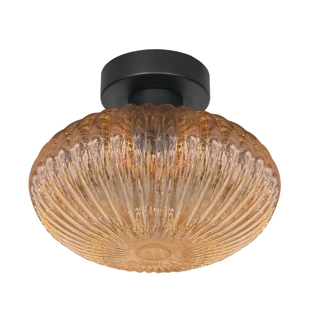 Steinhauer PlafondlampBloeba zwart met amber glas - 4236ZW