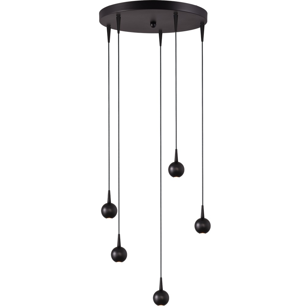 Masterlight 5-lichts hanglamp Talana zwart Ø 35cm DTW - 2412-05-05-35-5