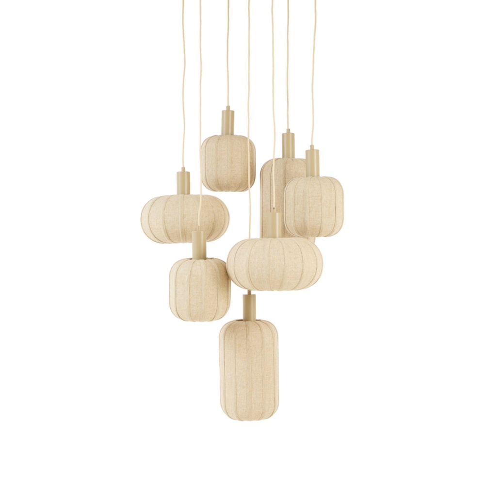 Light & Living Japandi hanglamp Tufia 7-lichts zand bruin - 2992684