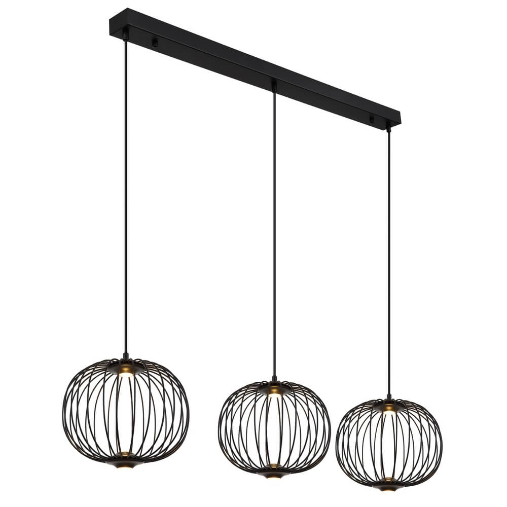 Globo Zwarte hanglamp Galway 3-lichts kooi - 15652-3H