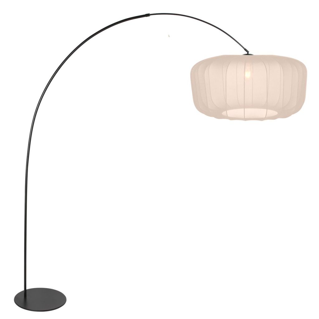 Steinhauer Zwarte booglampCurve met crème kap Ø60cm - 4520ZW