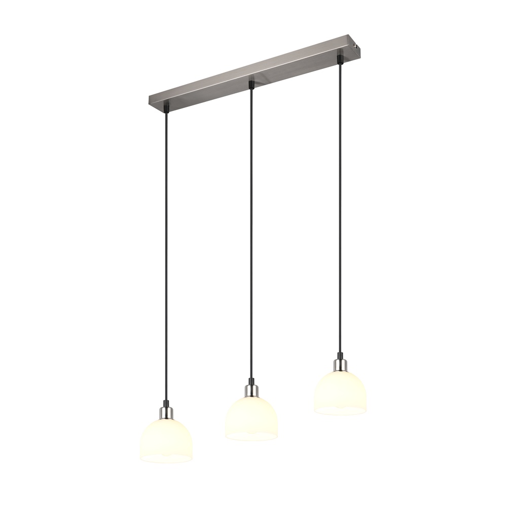 Trio Nikkel hanglampMolly 3-lichts wit glas - R31863007