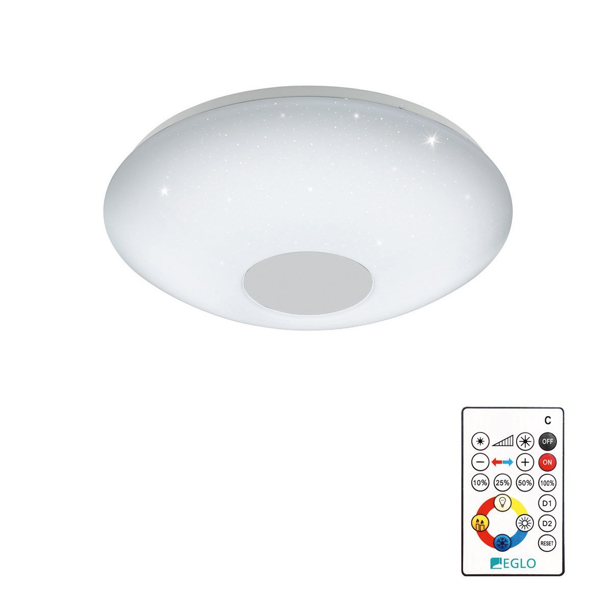 Eglo Plafonniere Voltago 2 RGB Crystal rond 30cm wit - 95971