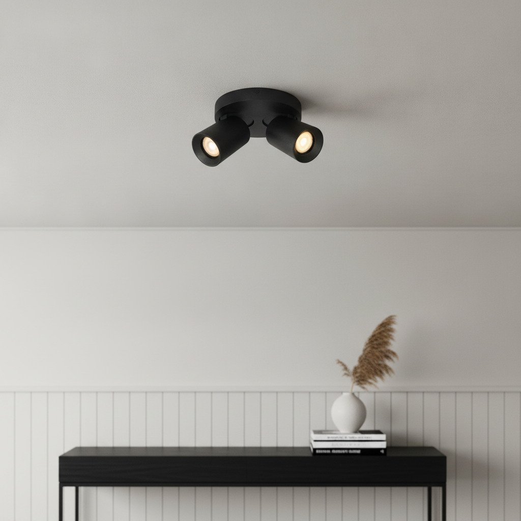 Artdelight Ronde plafondlamp Megano 2-lichts zwart - PL MEGANO2-RO ZW