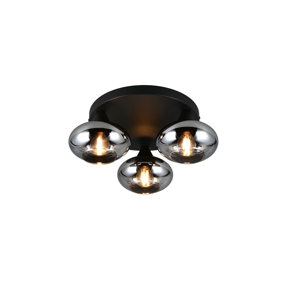 Trio Plafondlamp Divina zwart met smoke glas - R66643054