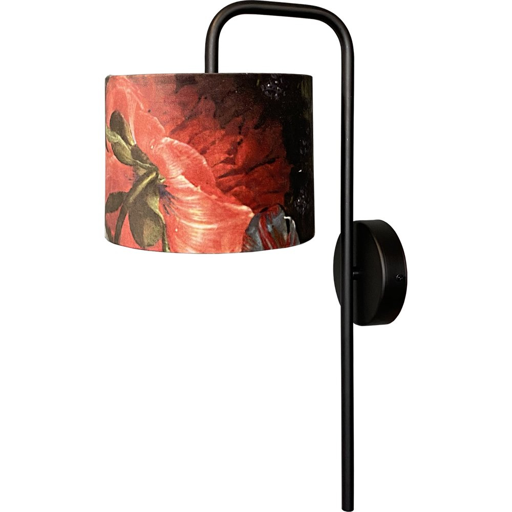 Masterlight Zwarte wandlamp Venus met Flower lampenkap - 3262-05-6580-BL-20