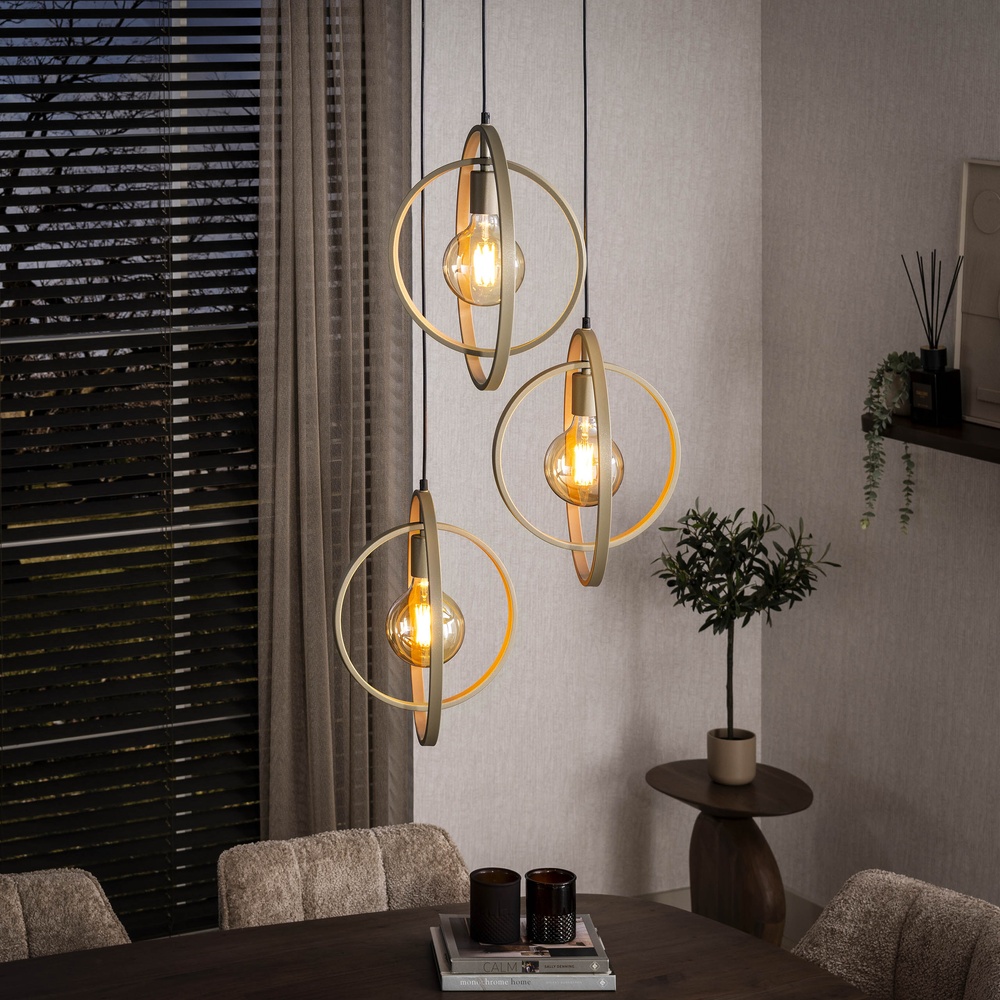 Lyora 3-lichts hanglamp eettafelTurn Ø 40cm - zand - excl E27 - 8325/43