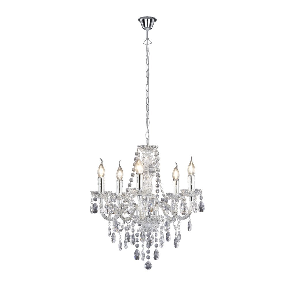 Trio KroonluchterLuster Crystal 52cm 5-lichts grijs - R1107-00
