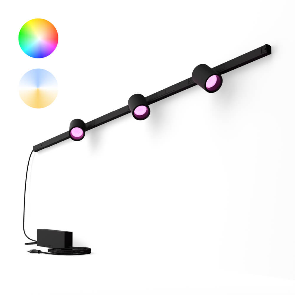 Philips Hue Perifo - White and color set van 3 wandspots zwart - 929003117701