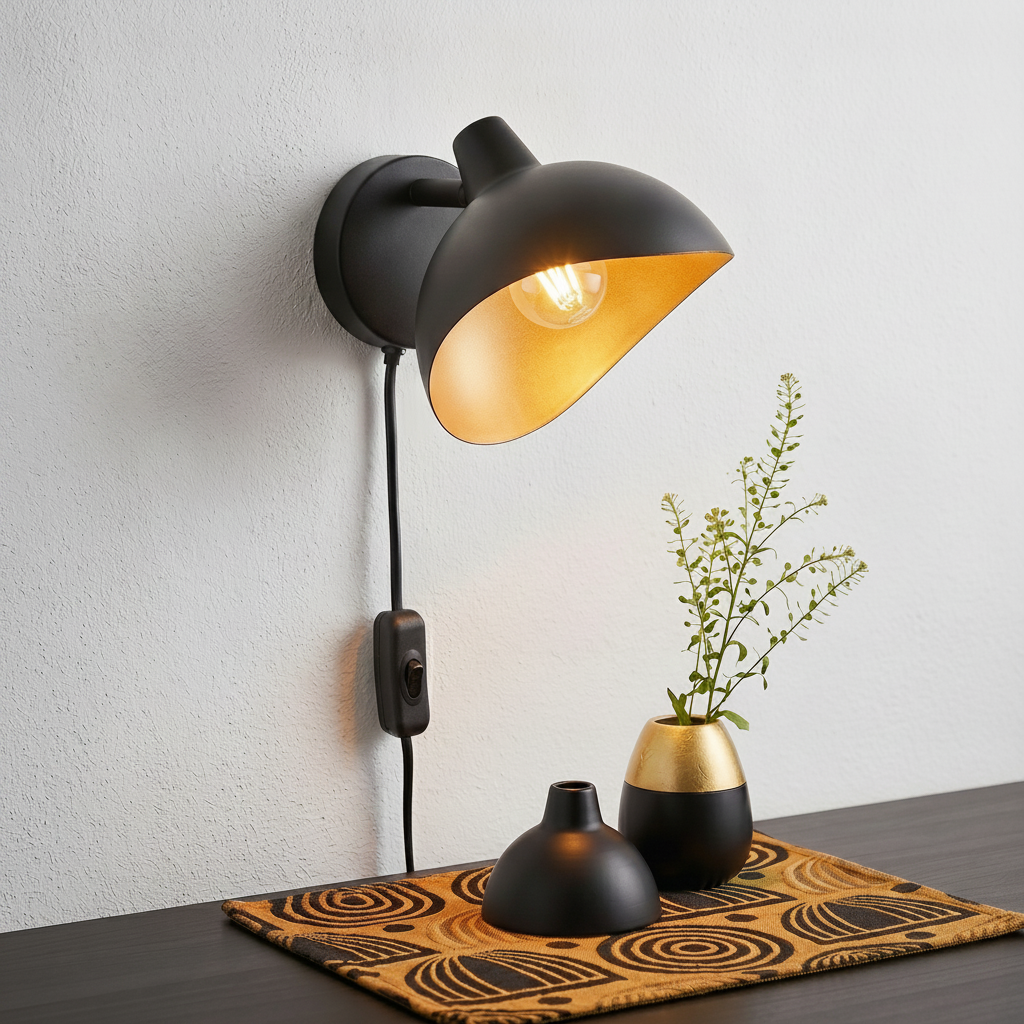Lyora WandlampGeti zwart met gouden binnenkant - 110596