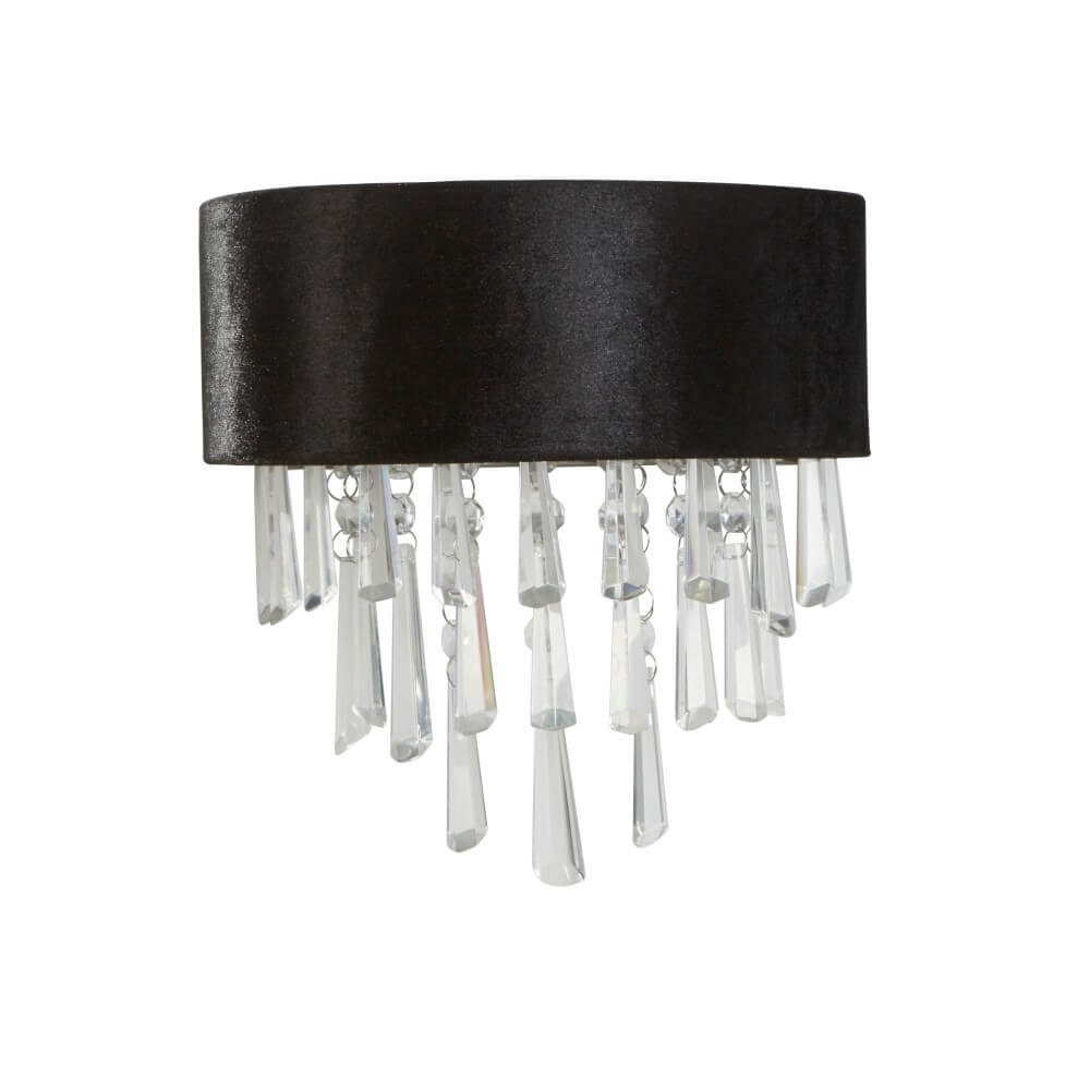 Searchlight Wandlamp Glamour zwart met chroom - 50818-2BK