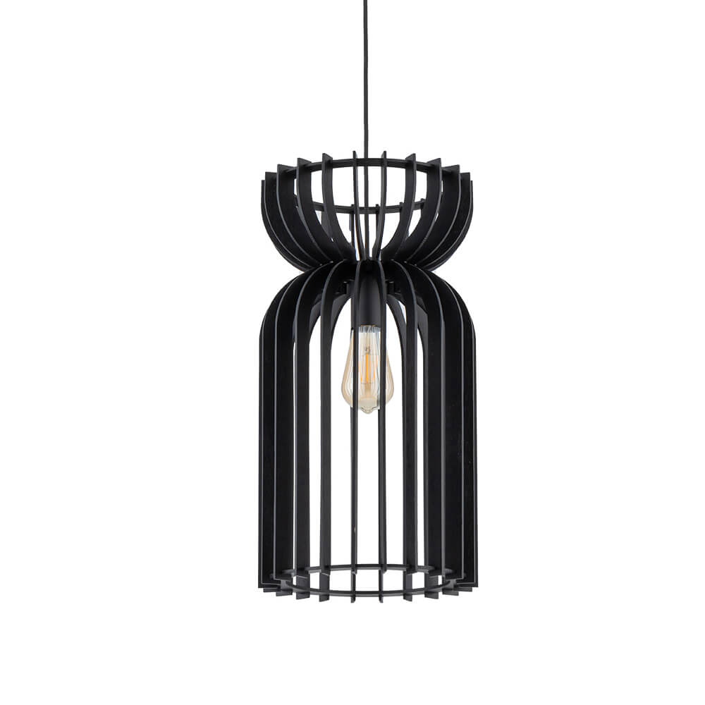 Lyora Houten hanglampKymi Ø 26cm - zwart - 10573