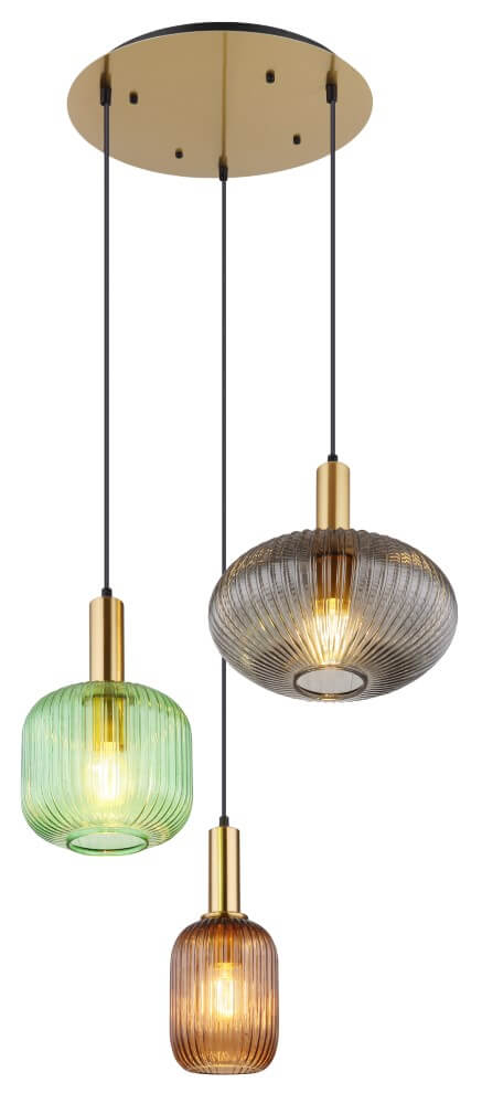 Globo Hanglamp Normy messing rond - 15469-3H