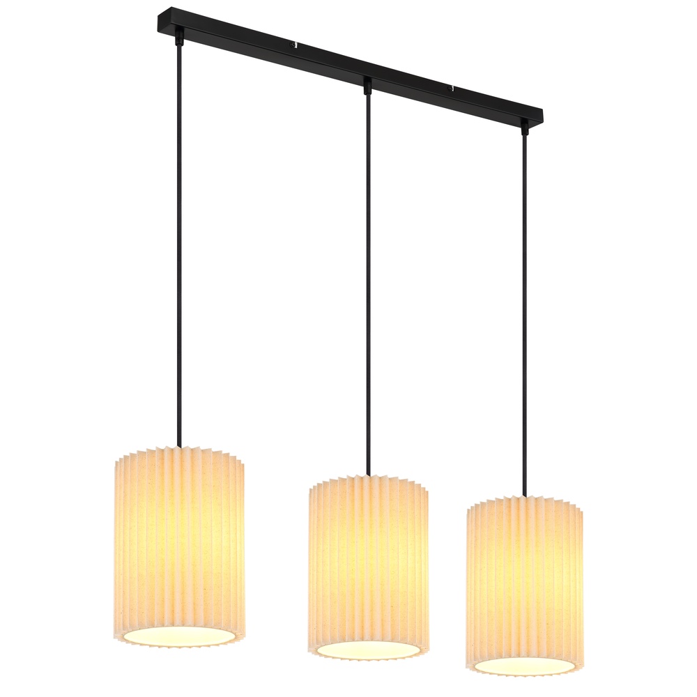Globo 3-lichts hanglamp Page zwart met wit recht - 15757-3H