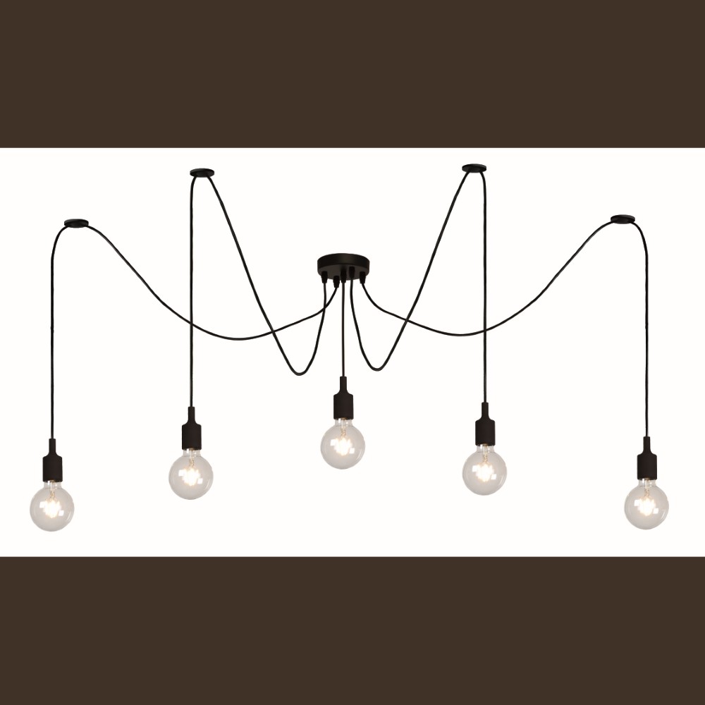 Lucide 5-lichts hanglamp zwartFix geschikt voor vide - 08408/05/30