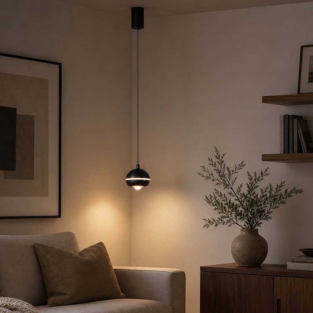 Design hanglamp Meteor enkel zwart nikkel Searchlight 5,05342E+12