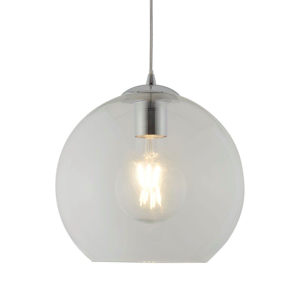 Searchlight Glazen hanglamp Balls Ø 25cm grijs met helderglas - 1621CL