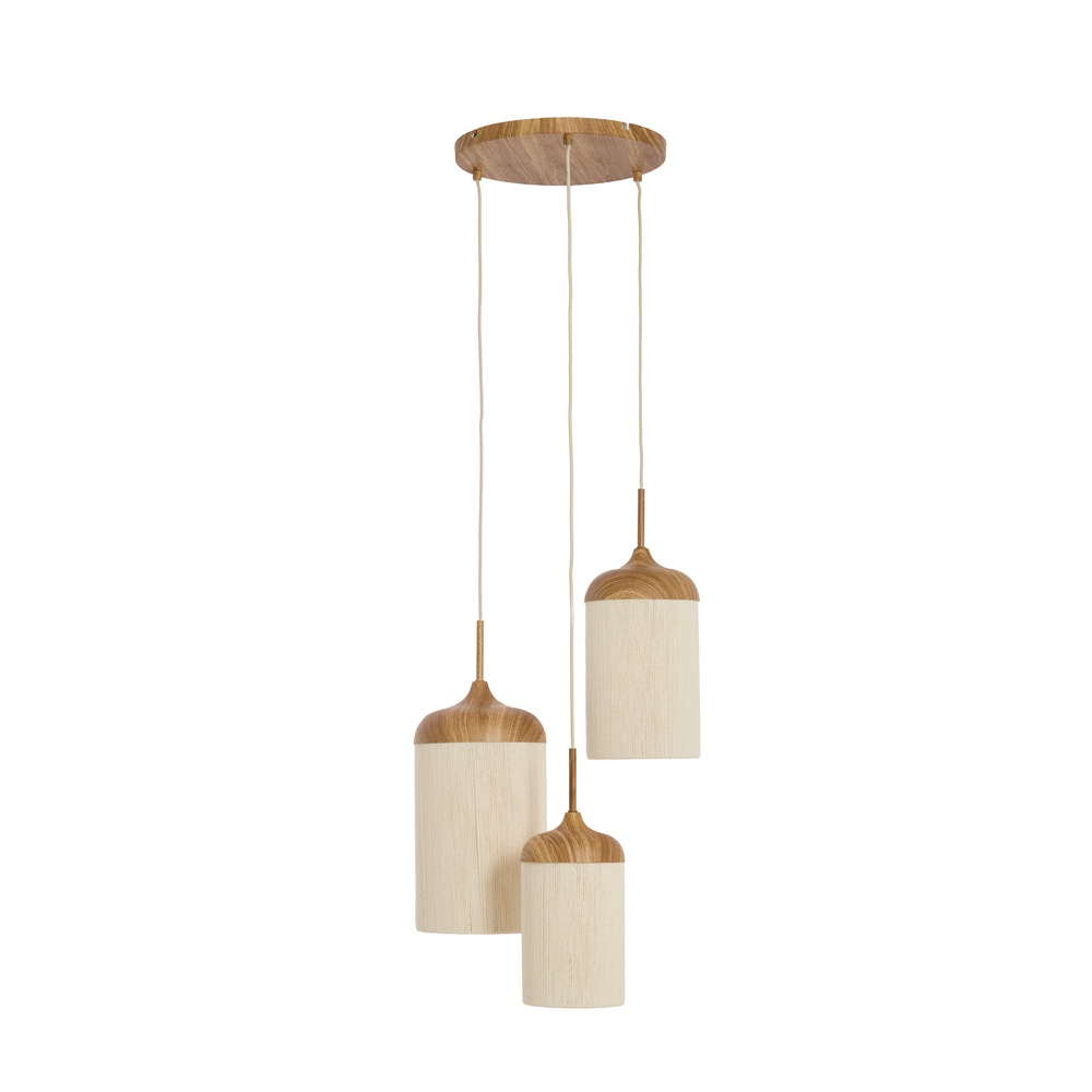 Light & Living 3-lichts hanglampDanialo licht bruin met touw - 2992343