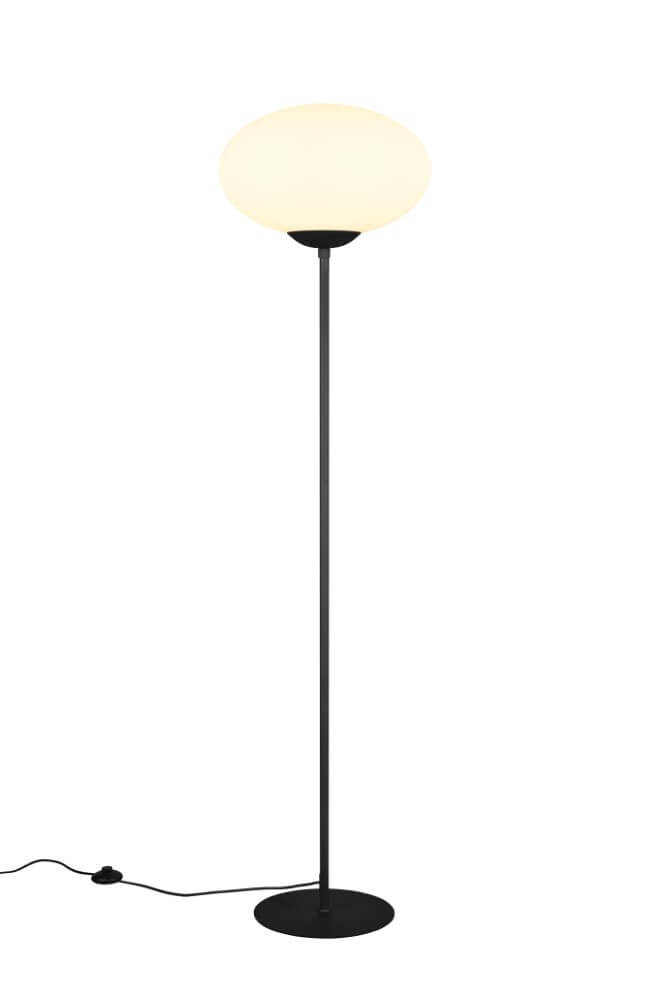 Trio Vloerlamp Fomento Ø 40cm - zwart met wit glas - 463100132