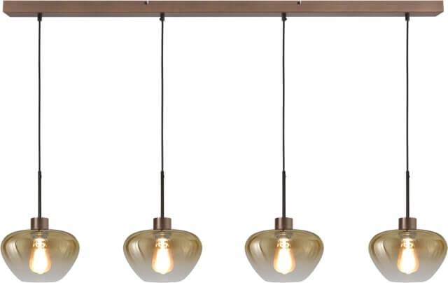 Masterlight 4-lichts hanglamp Genua bruin met goud glas Ø 24cm - 2971-15-15-130-4-24