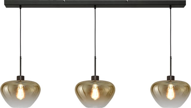 Masterlight 3-lichts hanglampGenua zwart met goud glas Ø 29cm - 2971-05-05-130-3-29