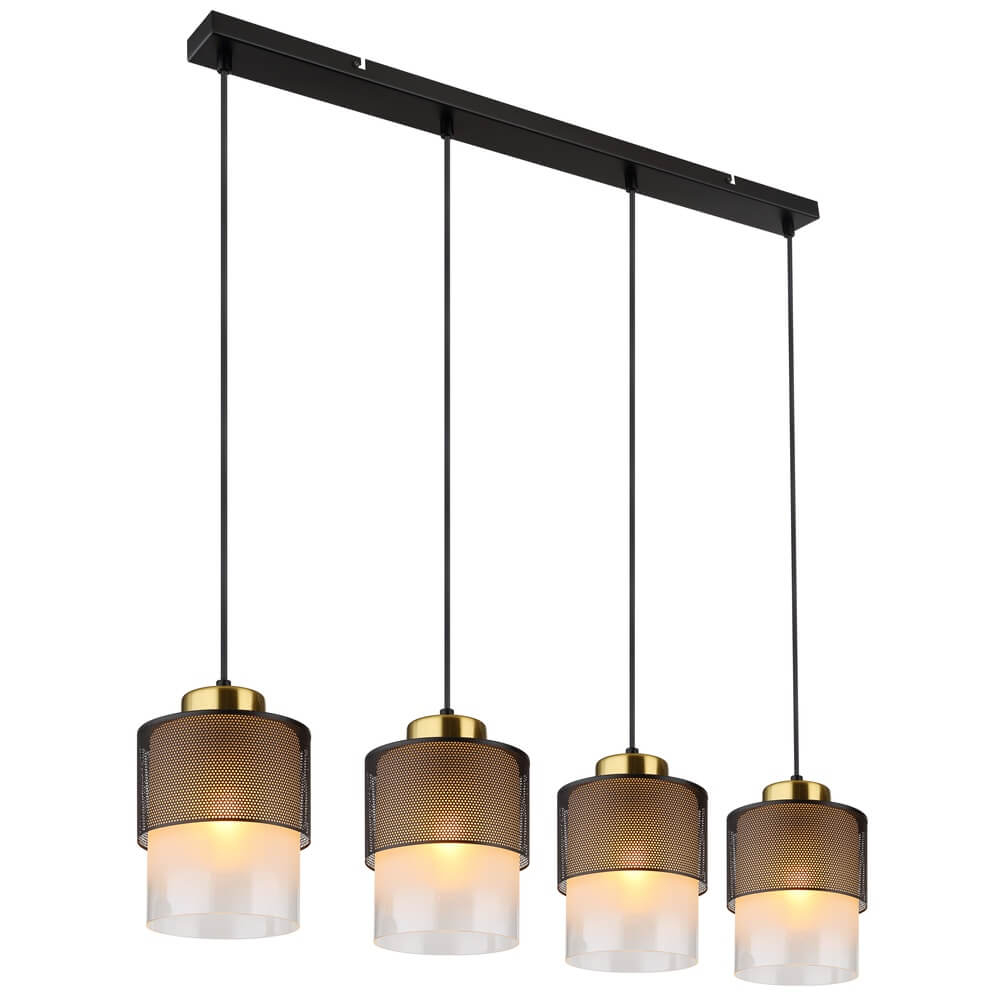 Globo Hanglamp Olga 4-lichts zwart met gaas - 15709-4H