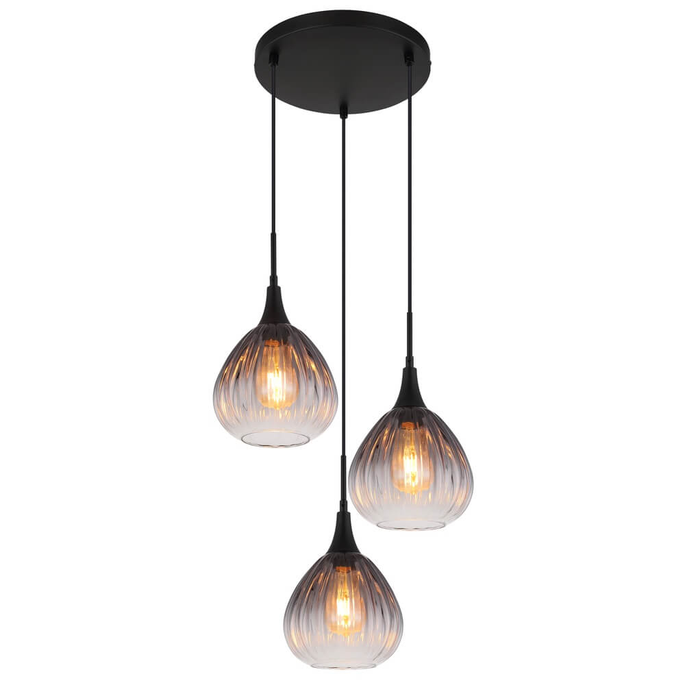 Globo Zwarte hanglamp Olsen 3-lichts - 15887-3H