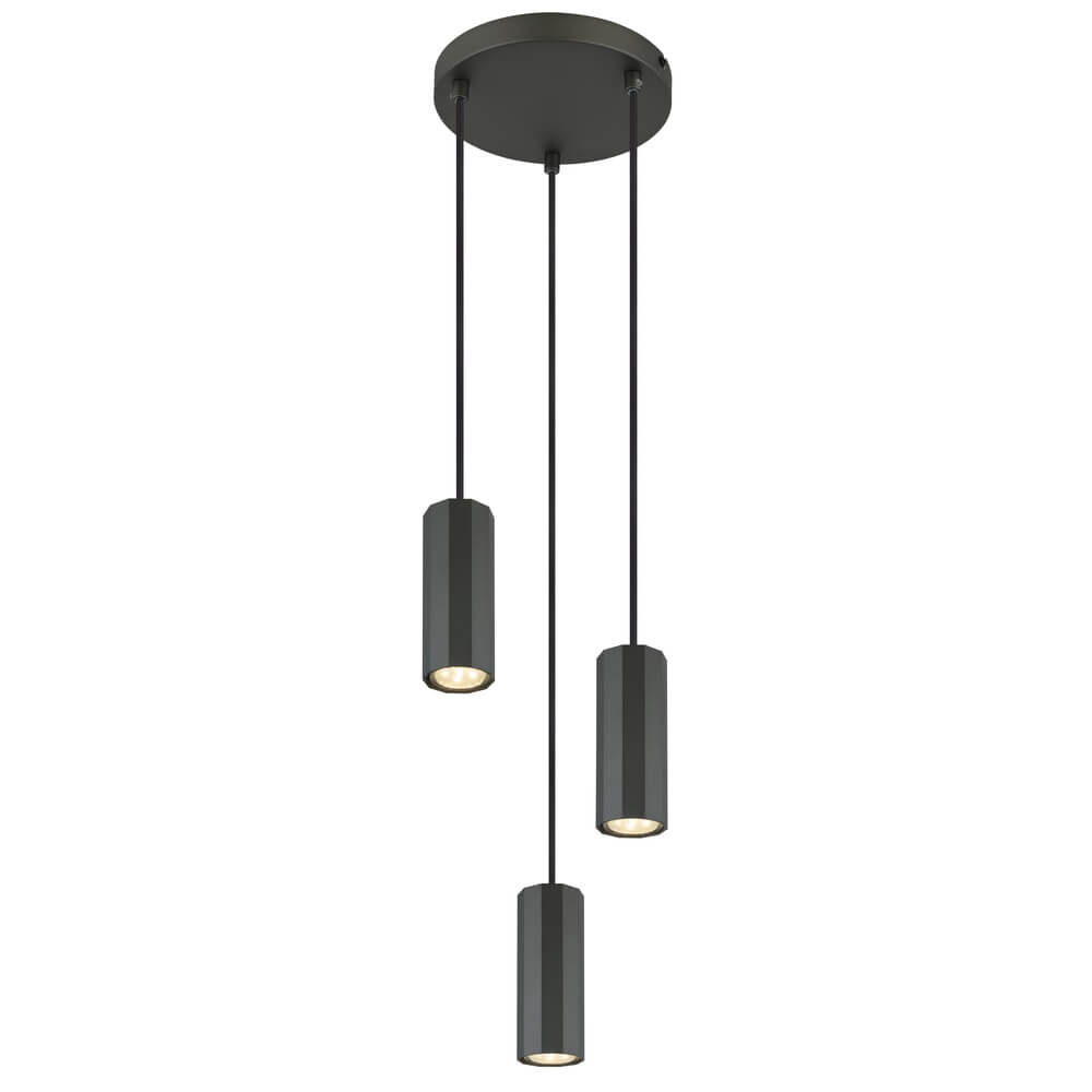 Globo Grijze hanglampJames 3-lichts rond - 57918-3H