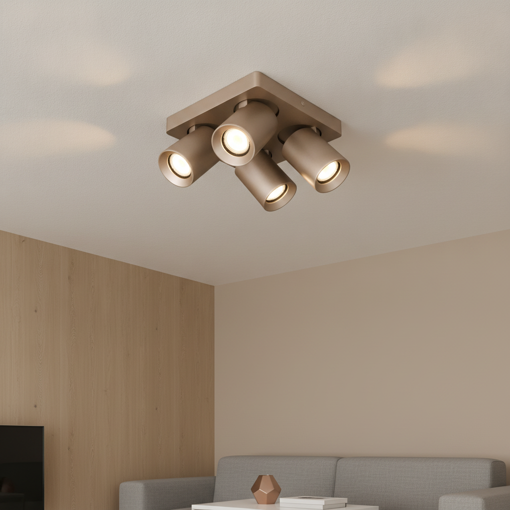 Artdelight 4-lichts opbouwspot Megano champagne - PL MEGANO4 CP