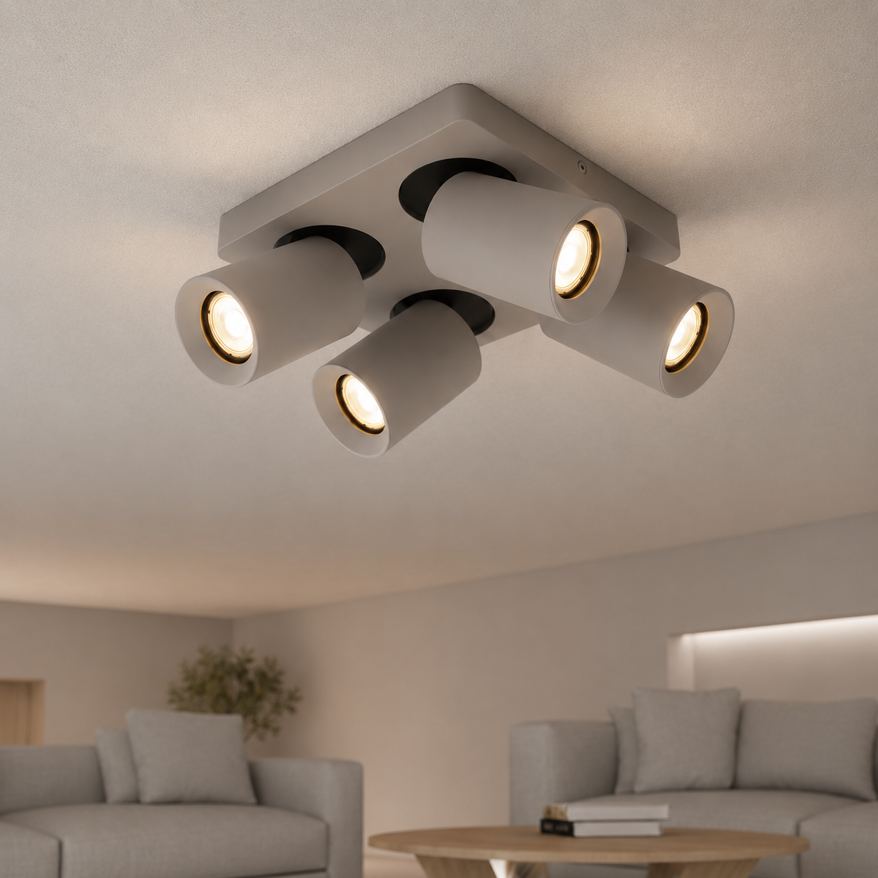 Artdelight 4-lichts opbouwspot Megano grijs richtbaar - PL MEGANO4 ZGR