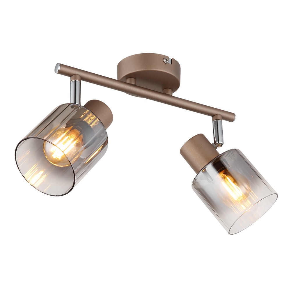 Globo PlafondlampWalton 2-lichts koffie bruin - 54318-2