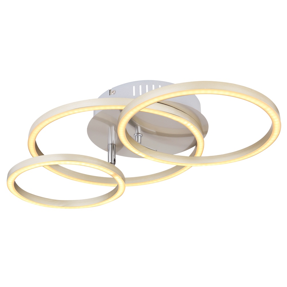 Globo Moderne plafondlampKendy 3 ringen nikkel - 67233-30N