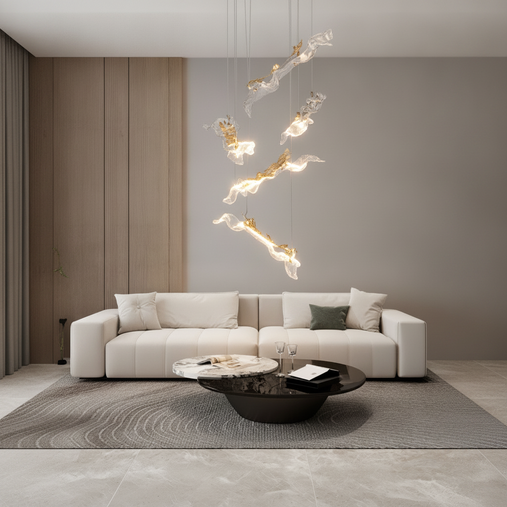Lyora Gouden hanglampAvesa met helder glas Ø 60cm - 9187036