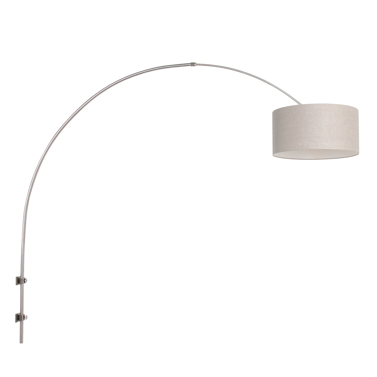 Steinhauer Wand BooglampSparkled RVS met kap taupe - 8143ST