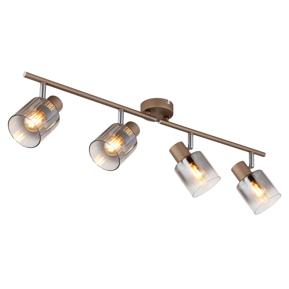 Globo Plafondlamp Walton 4-lichts koffie bruin - 54318-4