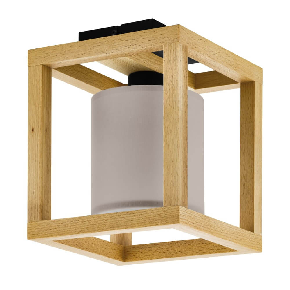 Stars of Light Houten plafondlamp Granados met grijze kap - 390105