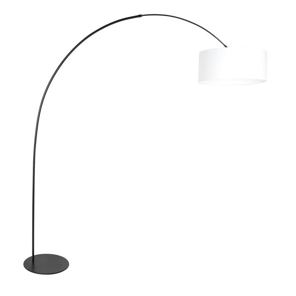 Steinhauer VloerlampCurve zwart met grof witte kap Ø 50cm - 4267ZW