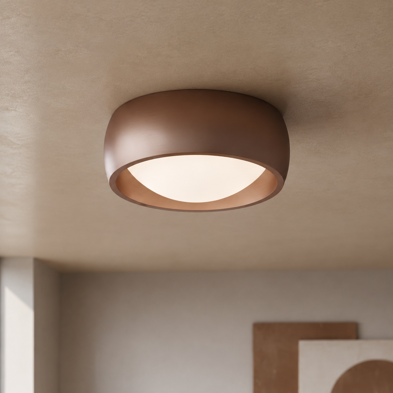 Artdelight Strakke plafondlamp Montana Ø15cm - Brons geborsteld - PL MONTANA BG