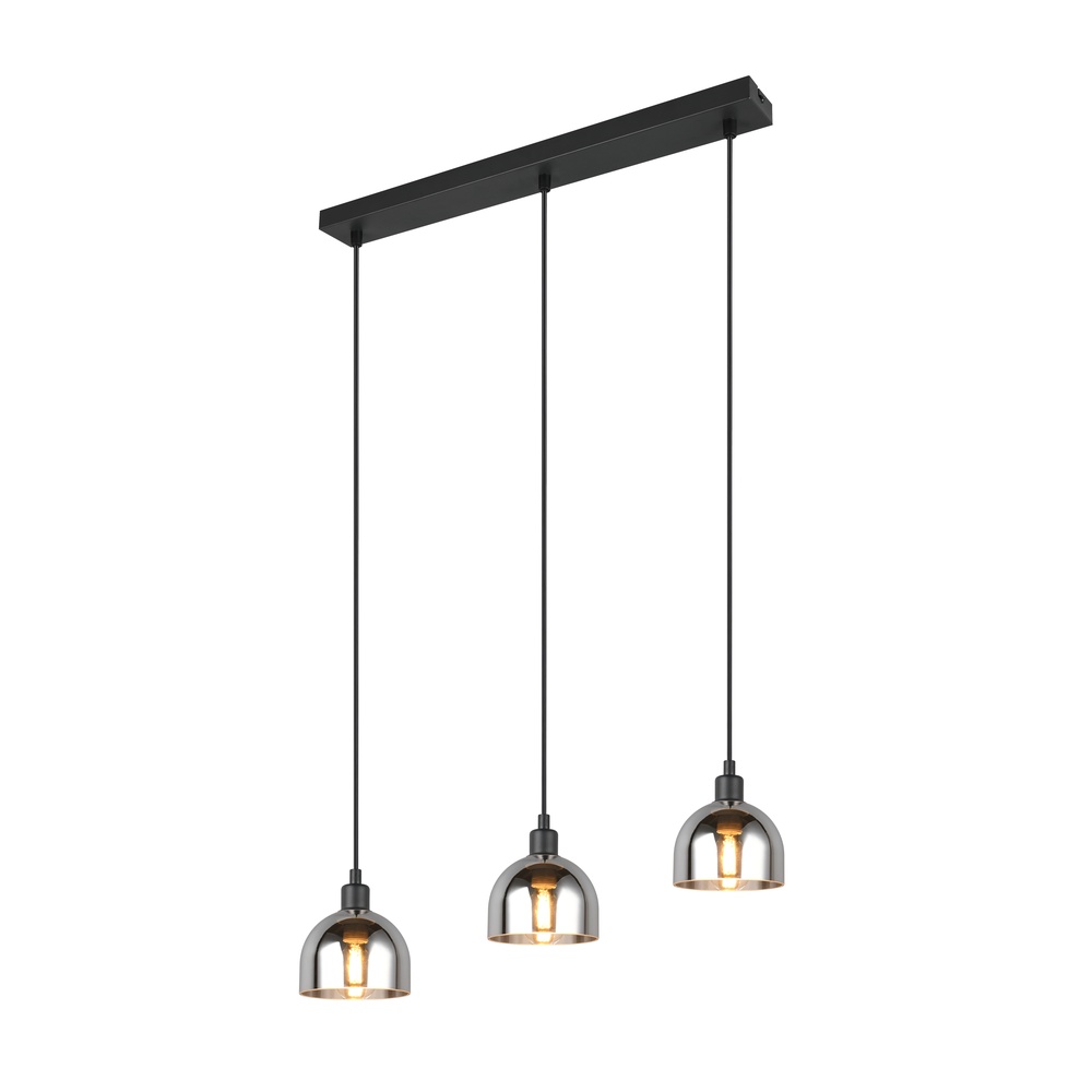 Trio Zwarte hanglampMolly 3-lichts wit glas - R31863032