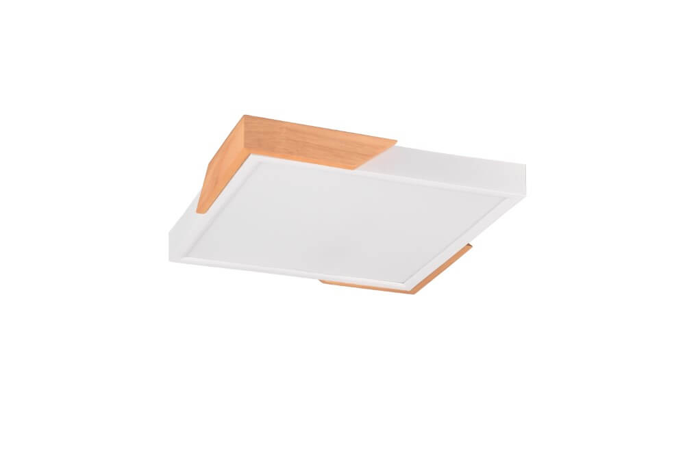 Trio Witte led plafonnièreMeta met hout - R67191131
