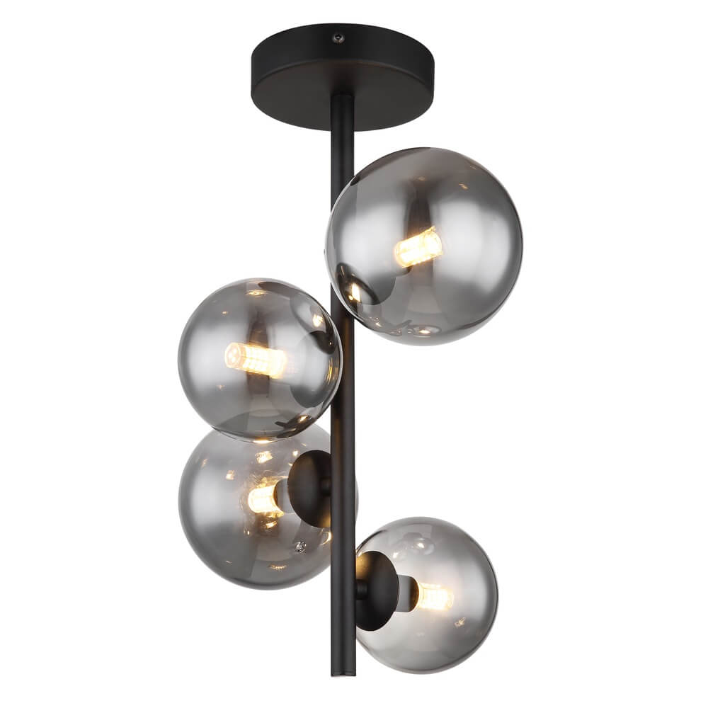 Globo Zwarte plafondlamp Riha 4-lichts - 56133-4D