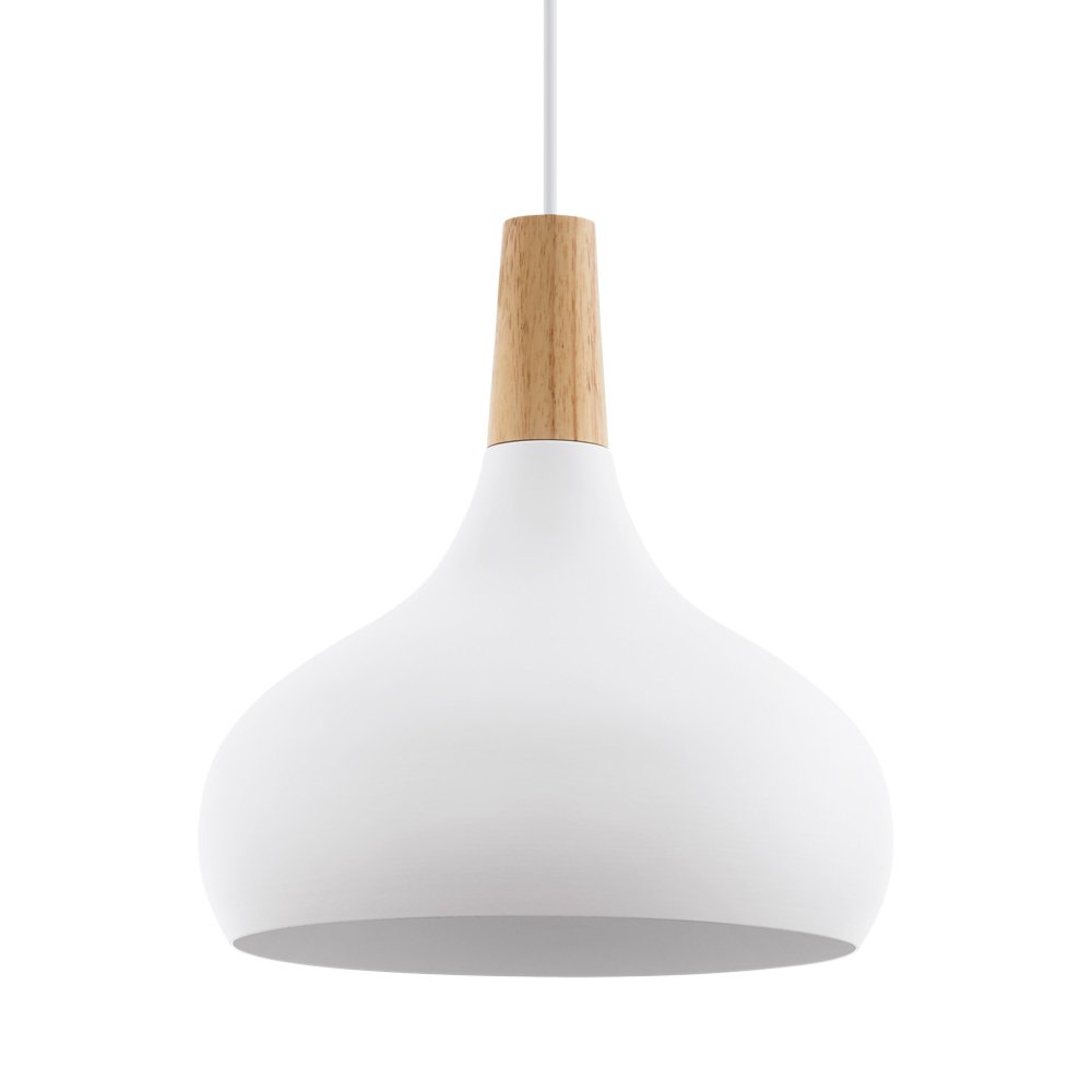 Eglo Moderne hanglamp Sabinar 28cm wit met houtbruin - 901178