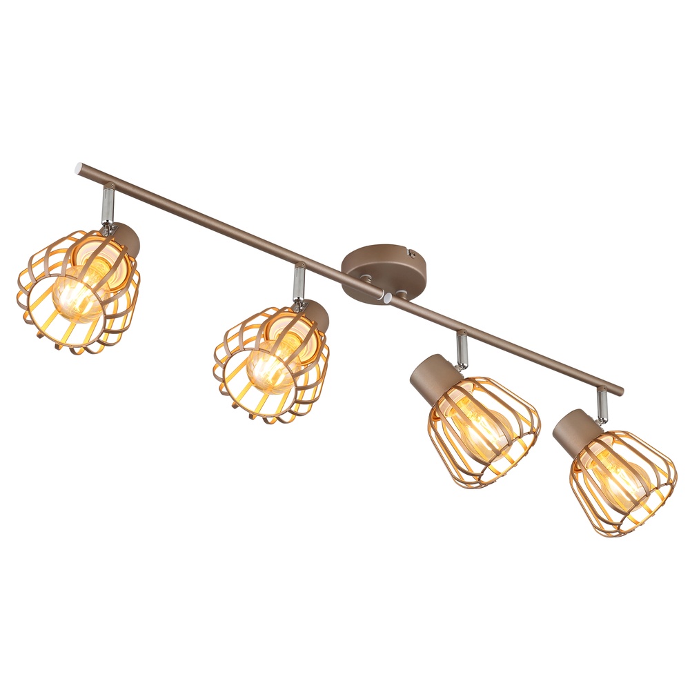 Globo Plafondlamp Olin 4-lichts koffie bruin - 54663-4
