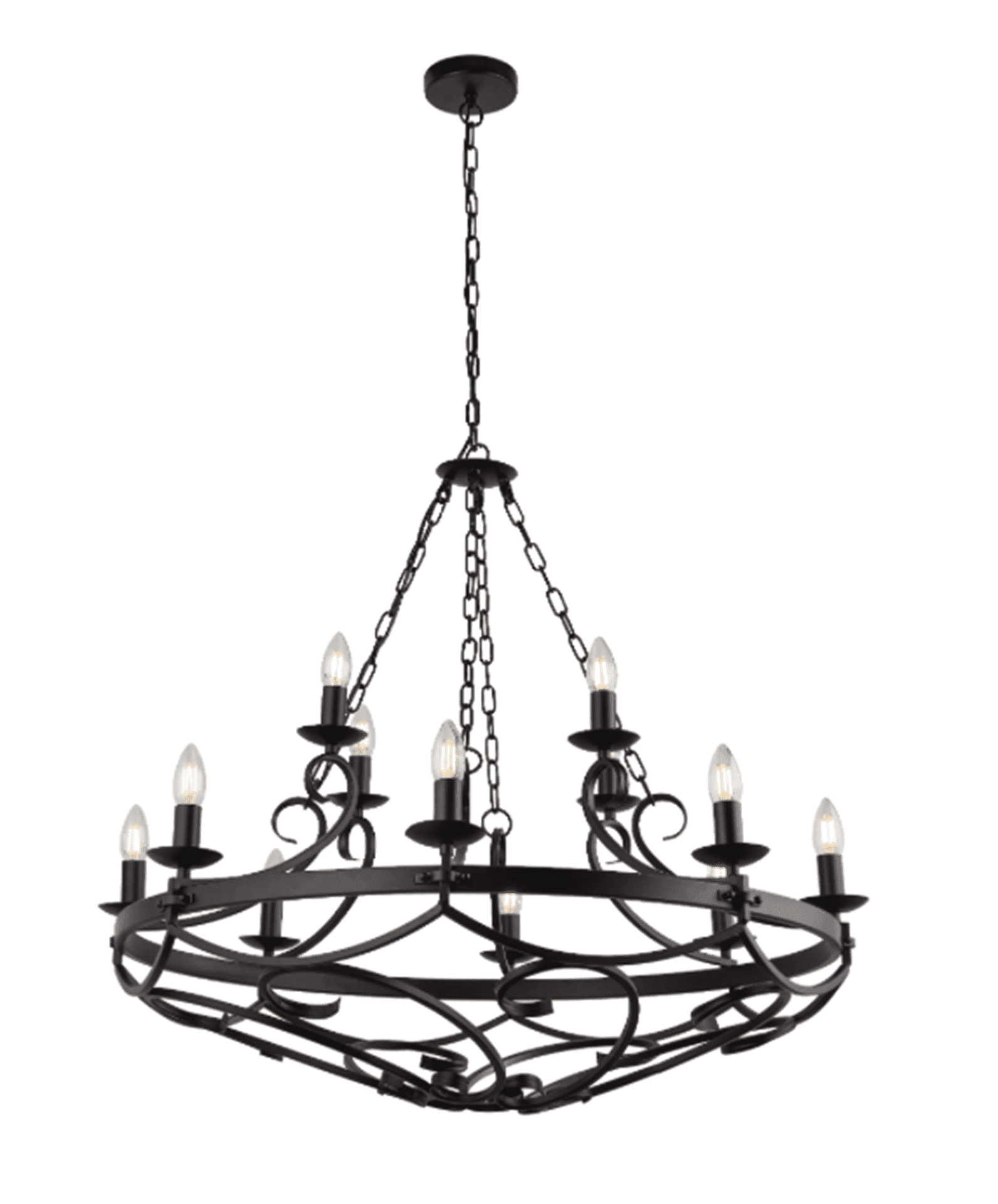 Searchlight Grote antieke kroonluchter Cartwheel Ø 89cm - 8912-12BK
