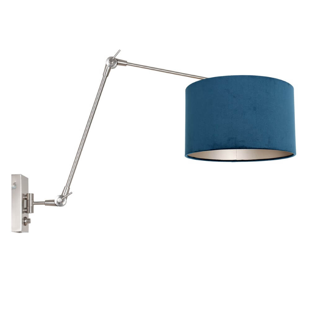 Steinhauer Wand leeslampPrestige Chic met blauwe kap - 8238ST