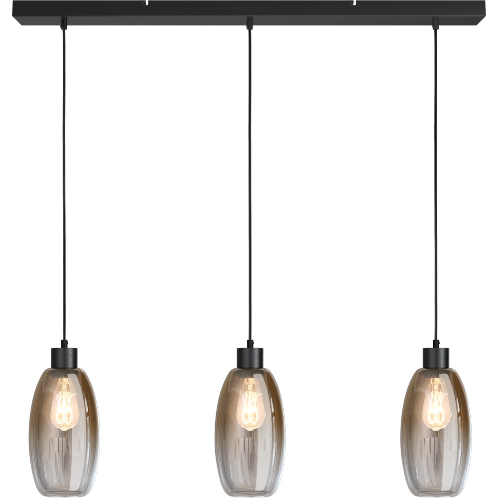 Masterlight Glazen hanglamp Olive 3x Ø 15cm - zwart - 2431-05-100-3-02-15