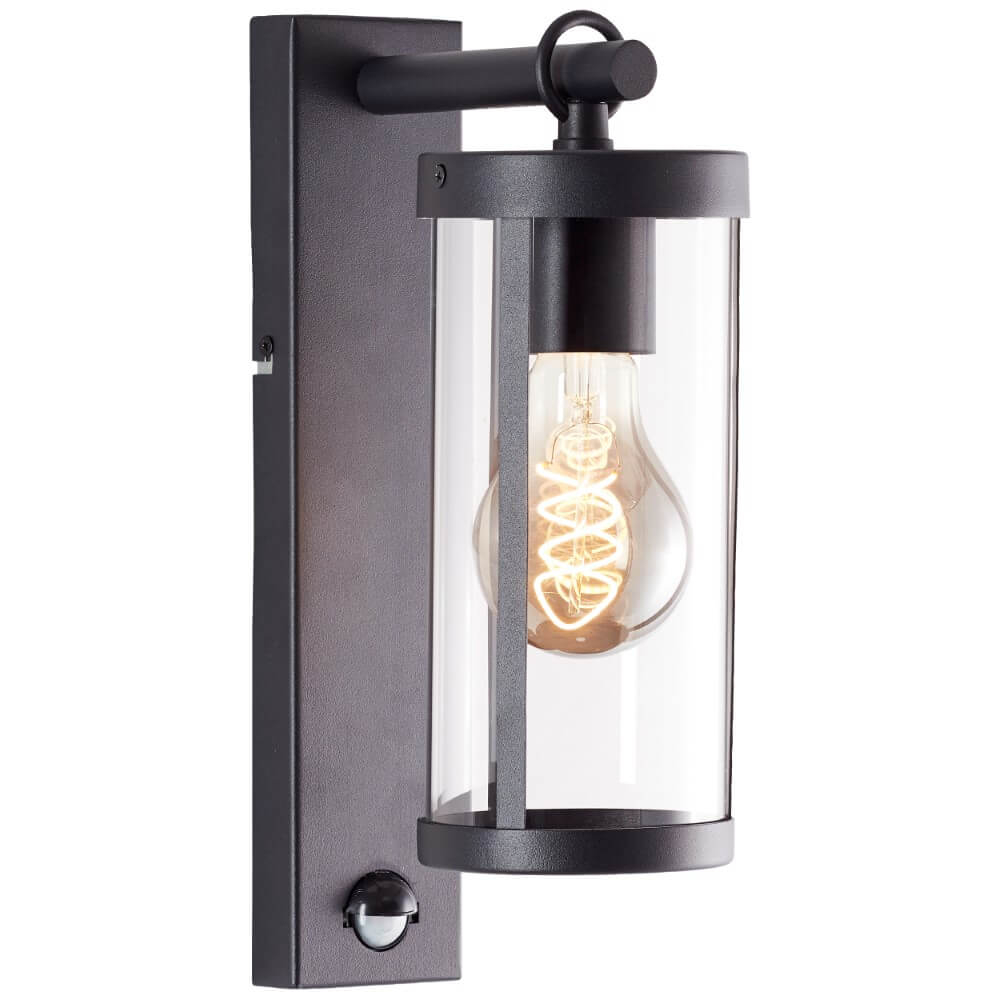 Brilliant Zwarte wandlampSidney met sensor - 44291/06