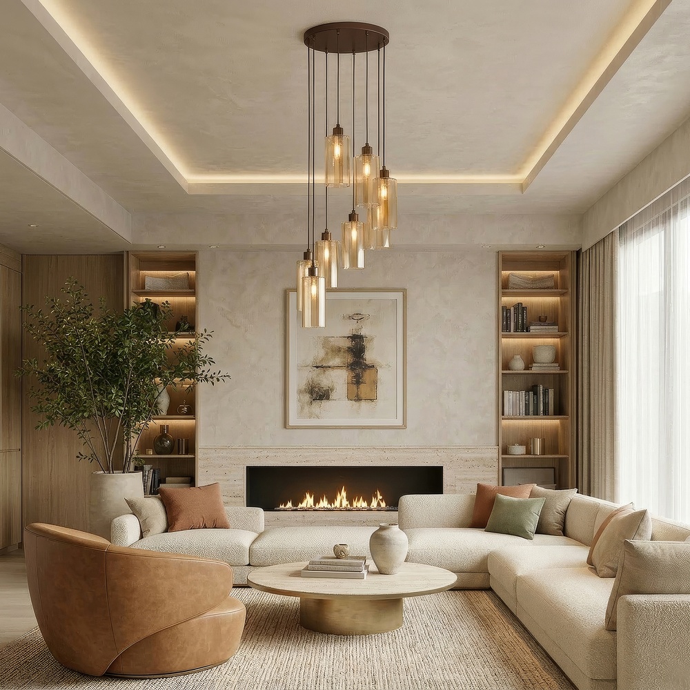 Design hanglamp Kent 8-lichts brons Searchlight 5,05342E+12